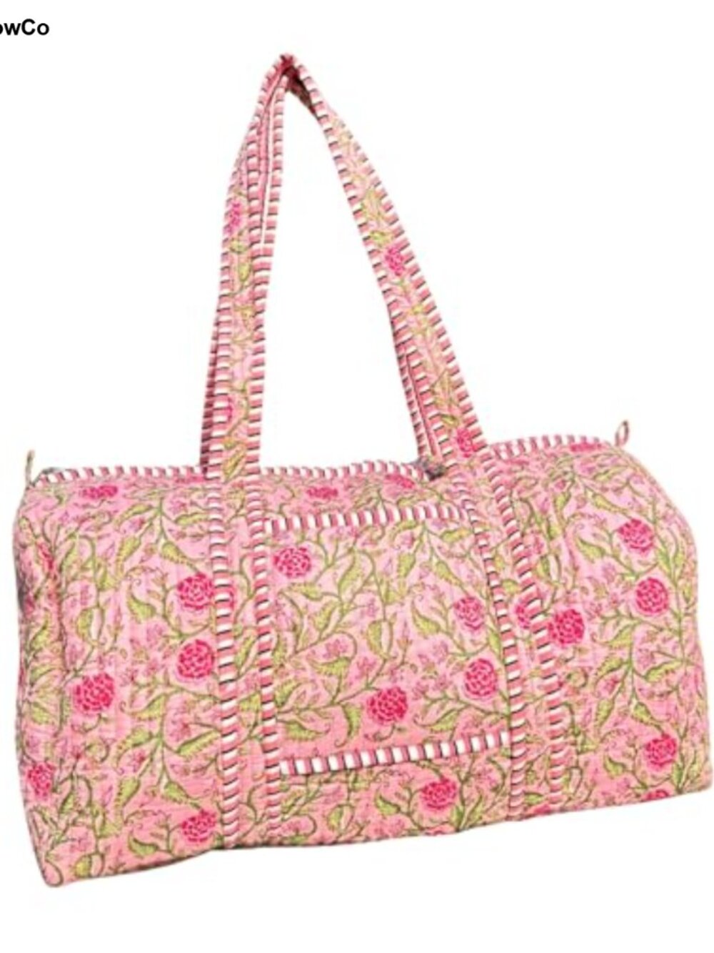 Cotton Quilted Duffle Bag Handblock Print Travel Gym Yoga Luggage
